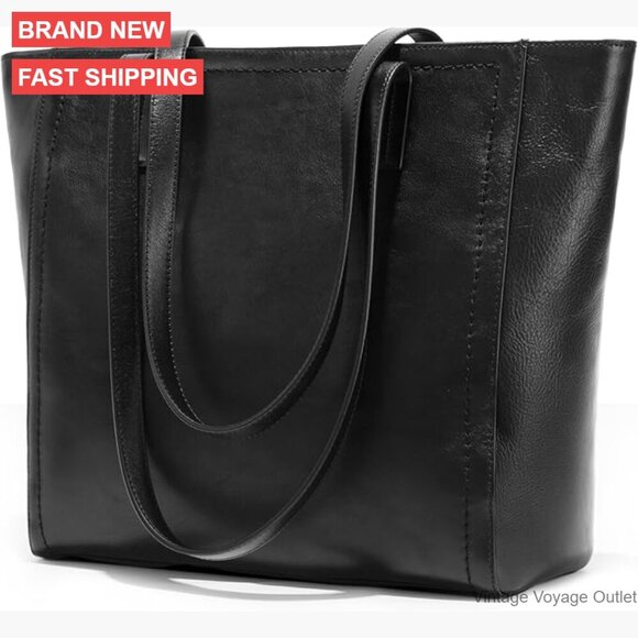 Genuine Leather Tote Bags For Women With Laptop Compartment  Large Genuine Leather Tote Bag with Laptop Sleeve and Luggage Strap